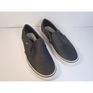 Vans Classic Slip On Skate Shoes Women 7 Black Perforated Leather
